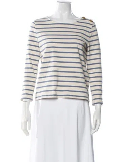 Pre-owned Sézane Striped Bateau Neckline Top In Neutral