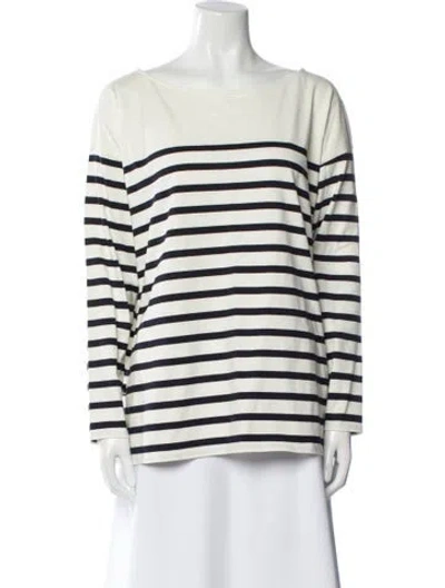 Pre-owned Sézane Striped Bateau Neckline Top In Neutral