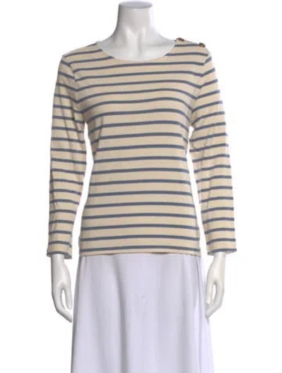 Pre-owned Sézane Striped Bateau Neckline Top In Neutral