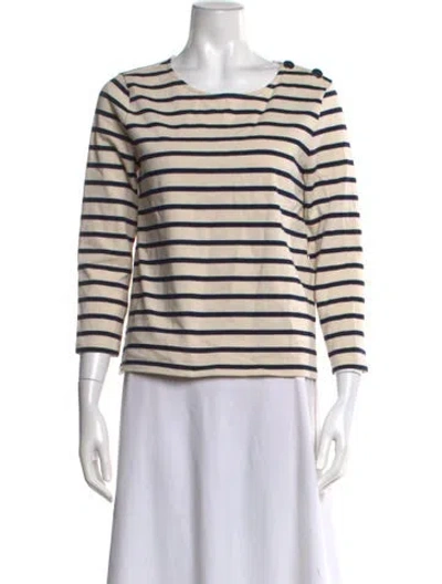 Pre-owned Sézane Striped Bateau Neckline Top W/ Tags In Neutral