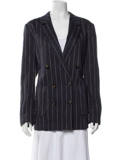 Pre-owned Sézane Striped Blazer In Blue