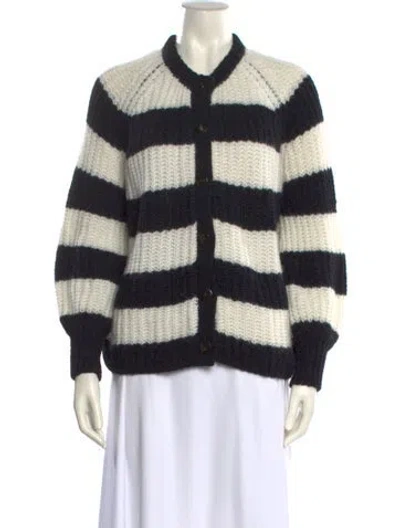 Pre-owned Sézane Striped Crew Neck Sweater In Black