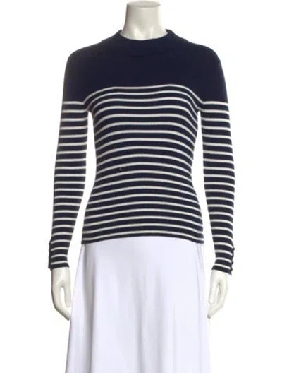 Pre-owned Sézane Striped Crew Neck Sweater In Blue