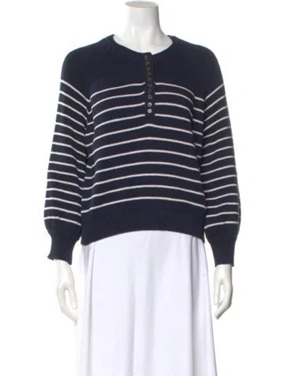 Pre-owned Sézane Striped Crew Neck Sweater In Blue