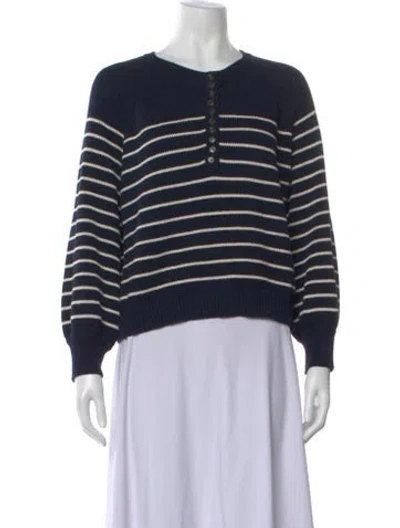 Pre-owned Sézane Striped Crew Neck Sweater In Blue