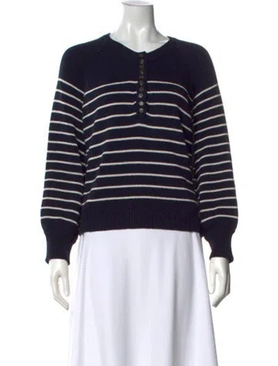 Pre-owned Sézane Striped Crew Neck Sweater In Blue