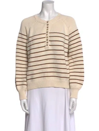 Pre-owned Sézane Striped Crew Neck Sweater In Brown