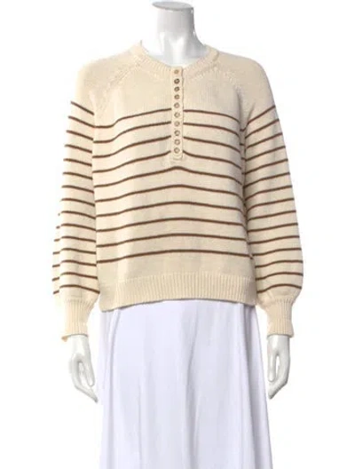 Pre-owned Sézane Striped Crew Neck Sweater In Brown