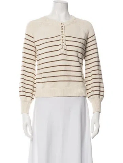 Pre-owned Sézane Striped Crew Neck Sweater In Brown