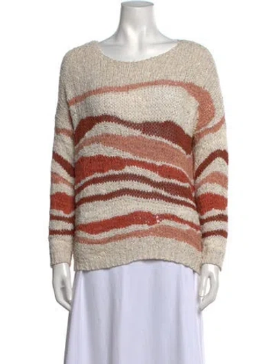 Pre-owned Sézane Striped Crew Neck Sweater In Brown/neutrals