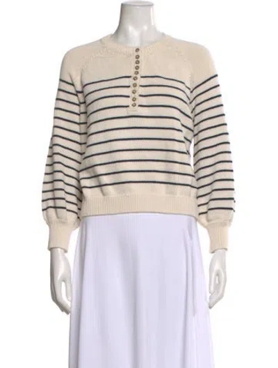 Pre-owned Sézane Striped Crew Neck Sweater In Neutral