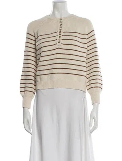 Pre-owned Sézane Striped Crew Neck Sweater In Neutral