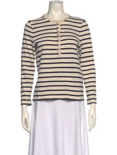 Pre-owned Sézane Striped Crew Neck Sweater In Neutral