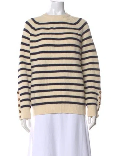 Pre-owned Sézane Striped Crew Neck Sweater In Neutral