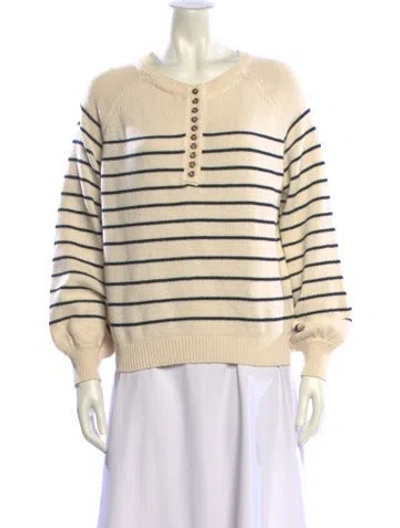 Pre-owned Sézane Striped Crew Neck Sweater In Neutral