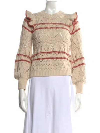 Pre-owned Sézane Striped Crew Neck Sweater In Neutral