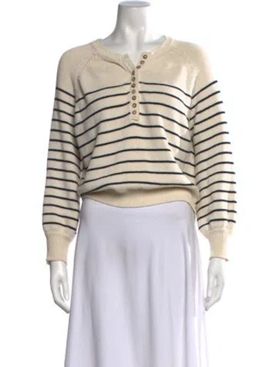 Pre-owned Sézane Striped Crew Neck Sweater In Neutrals