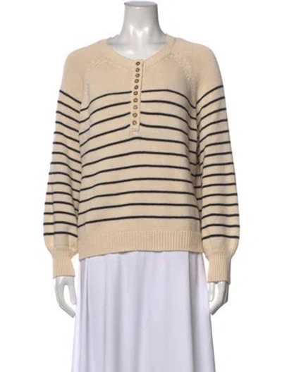 Pre-owned Sézane Striped Crew Neck Sweater In Neutrals