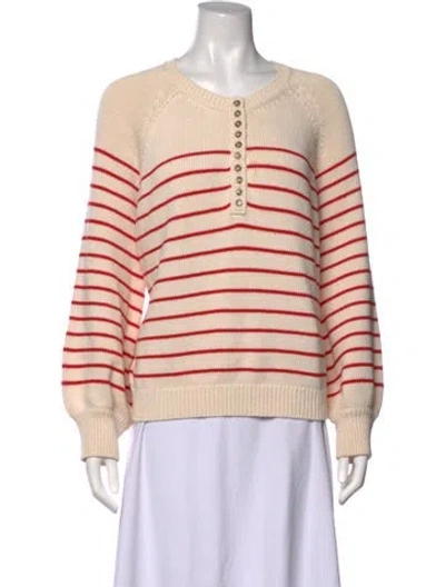 Pre-owned Sézane Striped Crew Neck Sweater In Neutrals