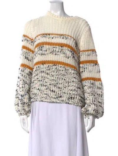 Pre-owned Sézane Striped Crew Neck Sweater In Neutrals
