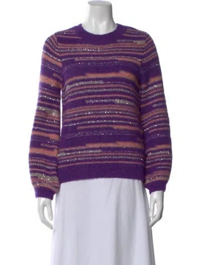 Pre-owned Sézane Striped Crew Neck Sweater In Purple