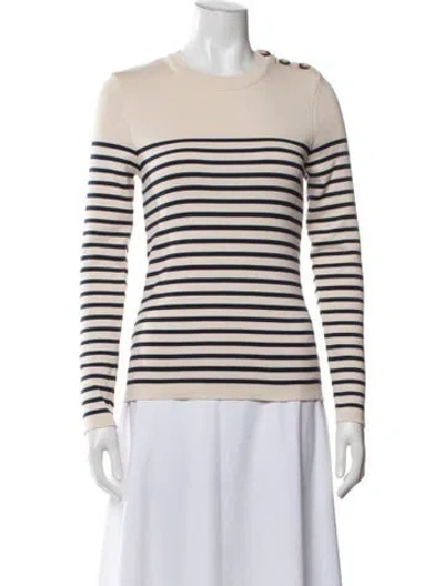 Pre-owned Sézane Striped Crew Neck Sweater W/ Tags In Neutrals