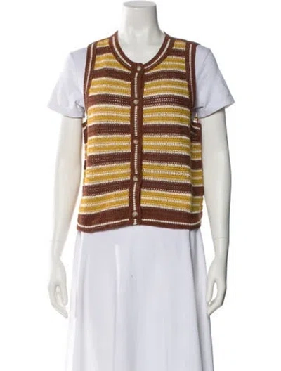 Pre-owned Sézane Striped Crew Neck Sweater W/ Tags In White