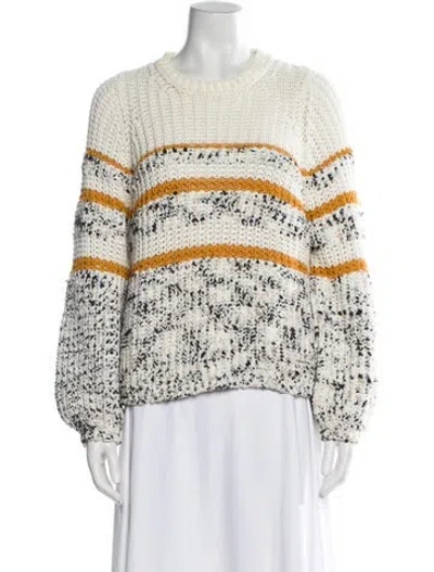 Pre-owned Sézane Striped Crew Neck Sweater In White