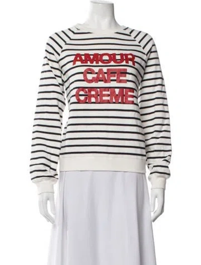 Pre-owned Sézane Striped Crew Neck Sweatshirt In Neutrals