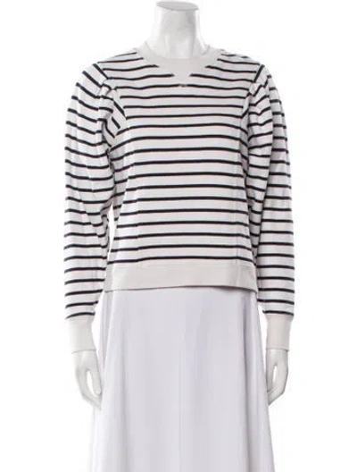 Pre-owned Sézane Striped Crew Neck Sweatshirt In White