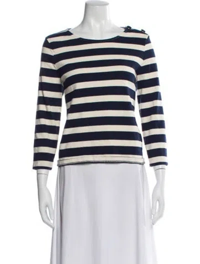 Pre-owned Sézane Striped Crew Neck Top In Blue