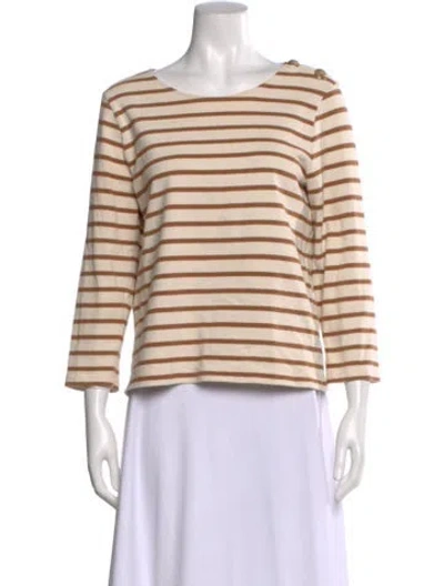 Pre-owned Sézane Striped Crew Neck Top In Brown