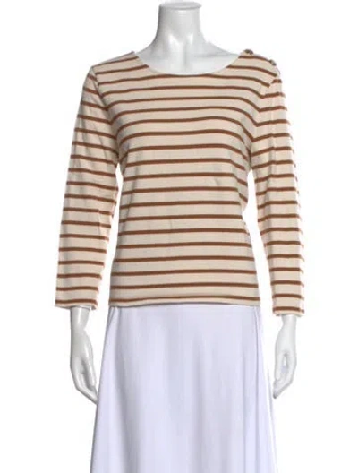 Pre-owned Sézane Striped Crew Neck Top In Brown