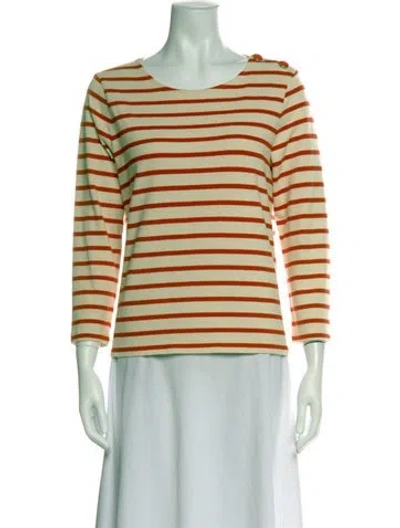 Pre-owned Sézane Striped Crew Neck Top In Green