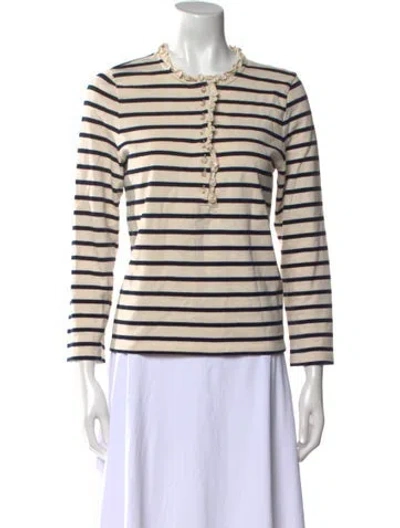 Pre-owned Sézane Striped Crew Neck Top In Neutral