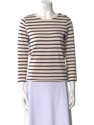 Pre-owned Sézane Striped Crew Neck Top In Neutral