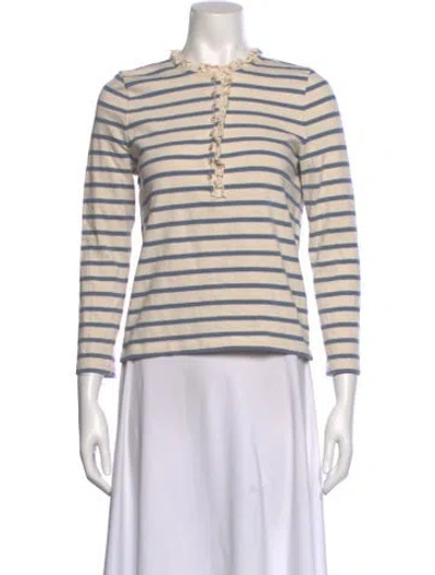 Pre-owned Sézane Striped Crew Neck Top In Neutral