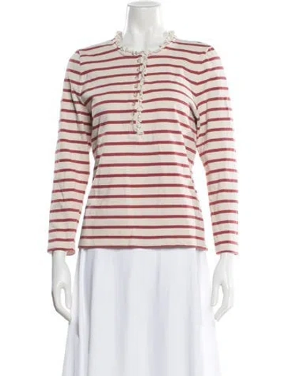 Pre-owned Sézane Striped Crew Neck Top In Neutral
