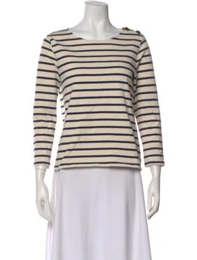 Pre-owned Sézane Striped Crew Neck Top In Neutral