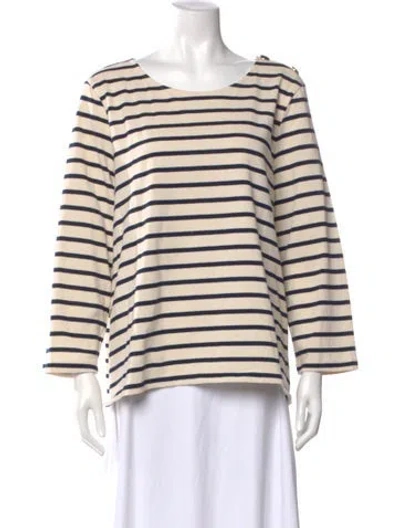 Pre-owned Sézane Striped Crew Neck Top In Neutral