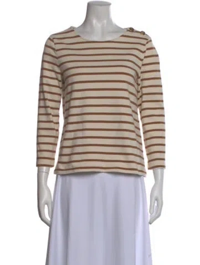 Pre-owned Sézane Striped Crew Neck Top In Neutral