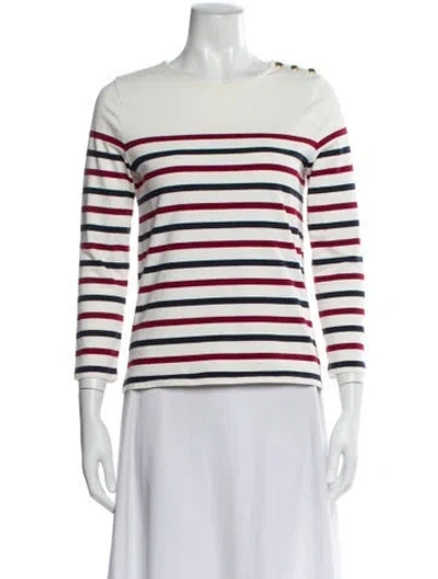 Pre-owned Sézane Striped Crew Neck Top In Neutral