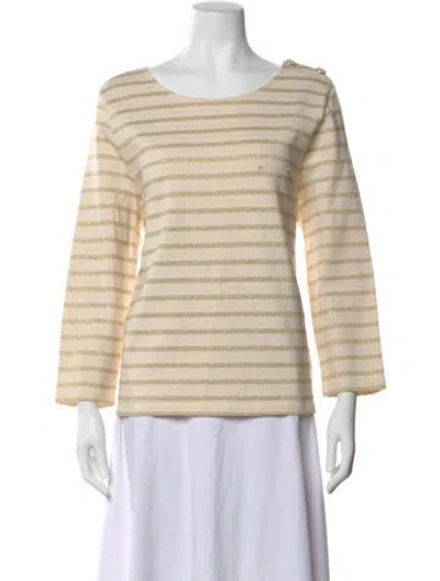 Pre-owned Sézane Striped Crew Neck Top In Neutral