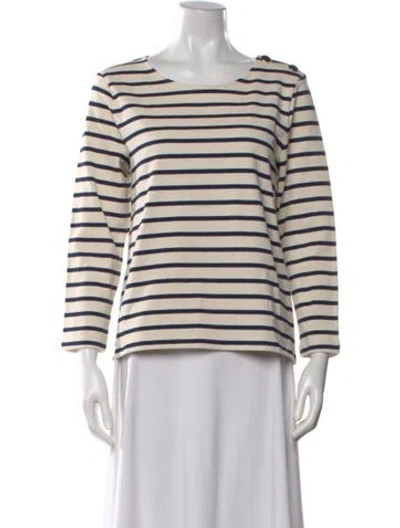 Pre-owned Sézane Striped Crew Neck Top In Neutral