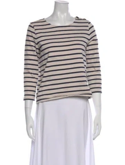 Pre-owned Sézane Striped Crew Neck Top In Neutral