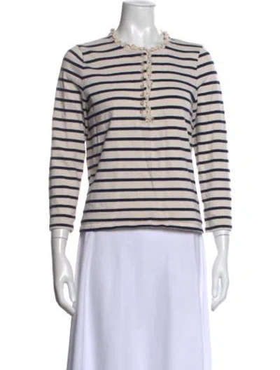 Pre-owned Sézane Striped Crew Neck Top In Neutral