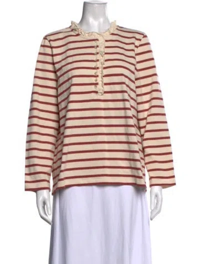 Pre-owned Sézane Striped Crew Neck Top In Neutral