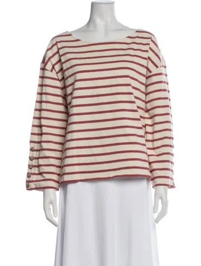 Pre-owned Sézane Striped Crew Neck Top In Pink