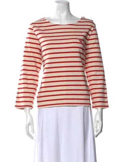 Pre-owned Sézane Striped Crew Neck Top In Red
