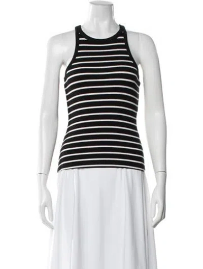 Pre-owned Sézane Striped Crew Neck Top In White